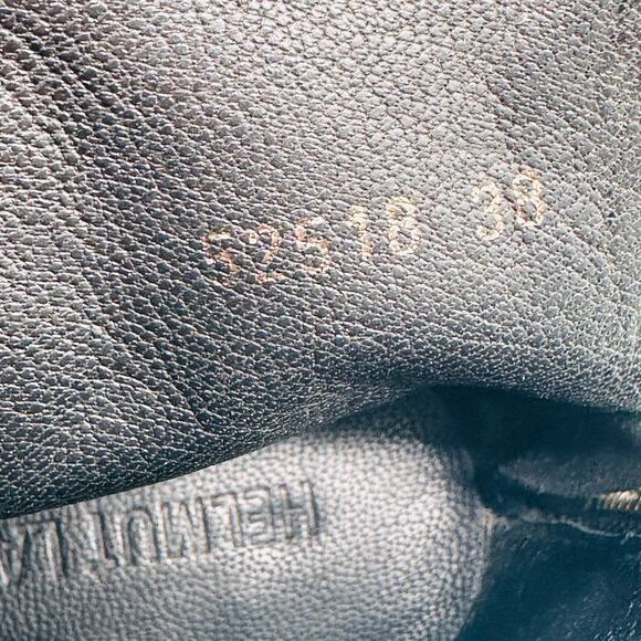 Helmut Lang Women's Black Oiled Leather Block Heel Ankle Booties Size 38 EU/8 US - Picture 11 of 13